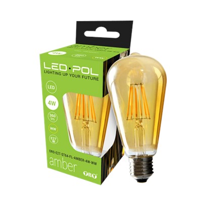 LED.POL/ LED žárovka retro Amber 4W, E27, 360lm, 2700K, WW,