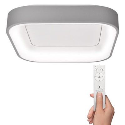 SOLIGHT/  LED stropní světlo čtvercové Treviso, 48W, 2880lm, stmívatelné, dálkové ovládání, šedá