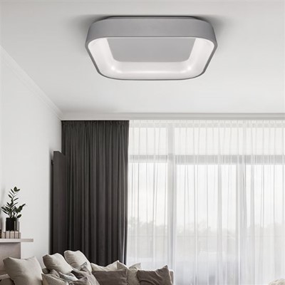 SOLIGHT/  LED stropní světlo čtvercové Treviso, 48W, 2880lm, stmívatelné, dálkové ovládání, šedá