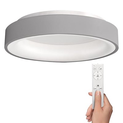 SOLIGHT/  LED stropní světlo kulaté Treviso, 48W, 2880lm, stmívatelné, dálkové ovládání, šedá