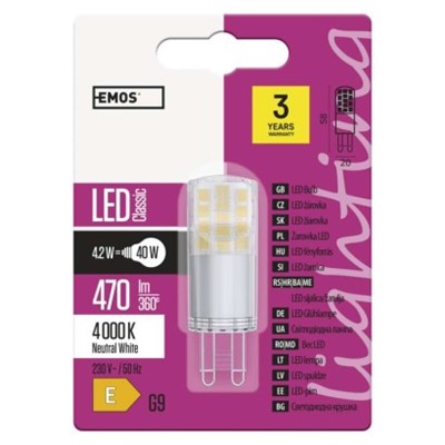 Emos/ LED žárovka Classic JC 4,2W G9 neutrální bílá