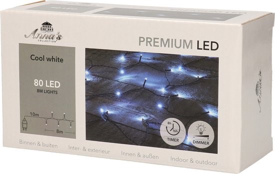 Nipeko 228610  Vánoční osvětlení čiré bílé 80 LED se stmívačem a funkcí časovače 800 cm