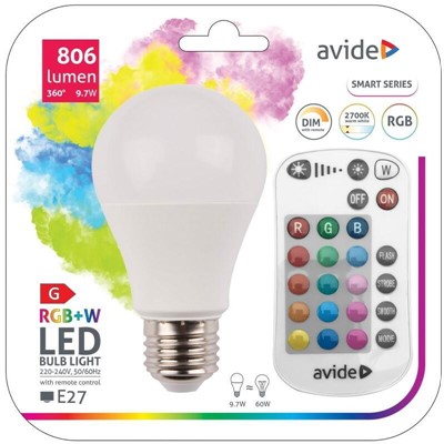 Avide/ Žárovka SMART LED  E27 9,7W s ovládáním RGB 