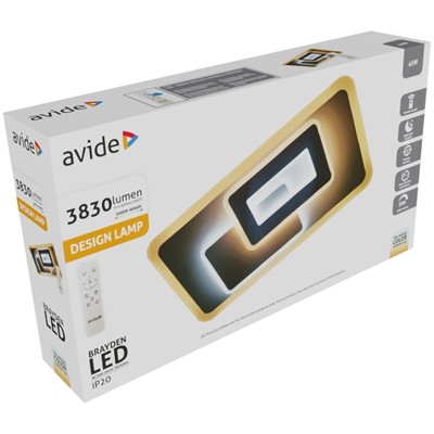 Avide/ Designová stropní lampa  Brayden s RF dálkovým ovládáním, 45 W, 3830 lumenů