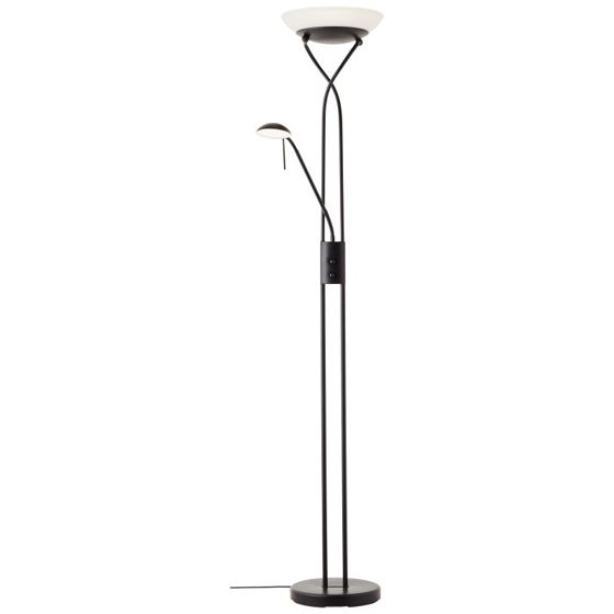 Brilliant Černá stojací lampa OLLIE LED Up-Light se čtecím ramenem