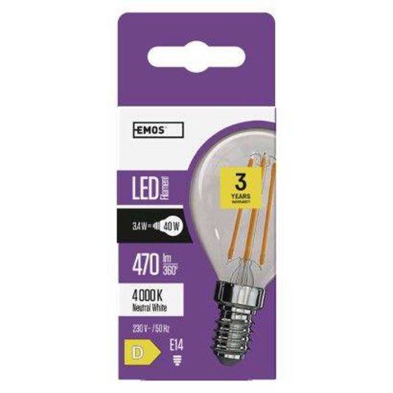 Emos/ LED žárovka Filament Mini Globe 3,4W E14 neutrální bílá