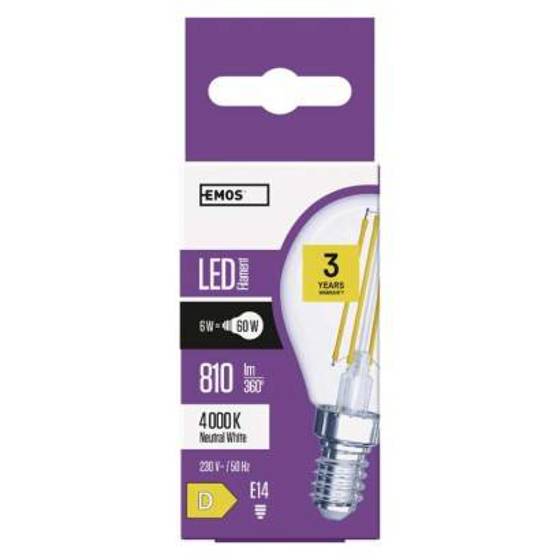 Emos/ LED žárovka Filament Mini Globe 6W E14 neutrální bílá