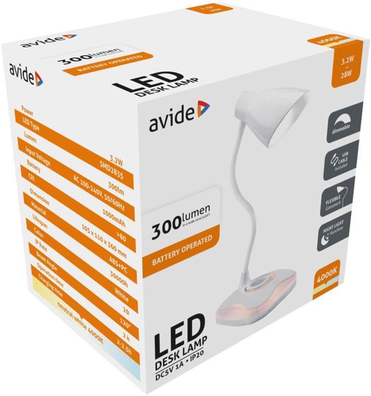 Avide LED Stolní Lampa USB 3,2W