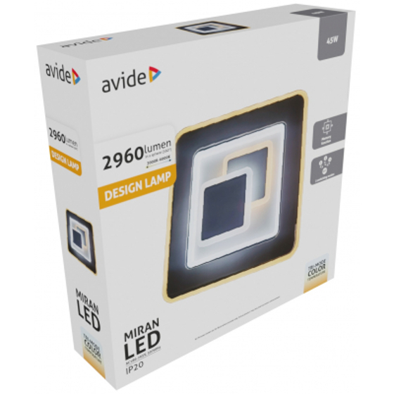 Avide/ Svít. LED MIRAN 45W 20x20cm 2960lm