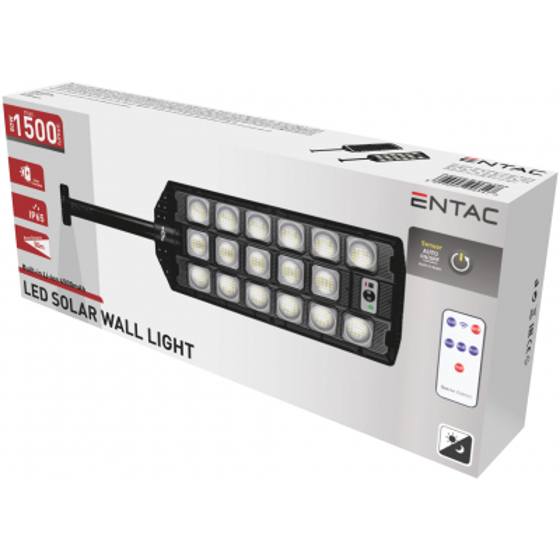 Entac/ Street solar lampa se senzorem 1500lm 64x1 + dálkové ovládání