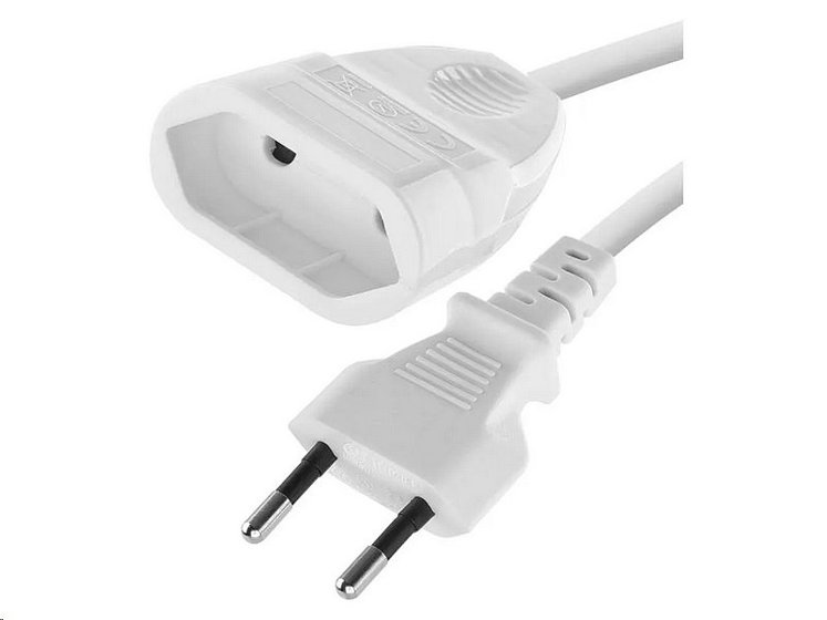 Emos/ Dvoužilový pohyblivý přívod 3 m / 1 zásuvka / bílý / PVC / 0,75 mm2
