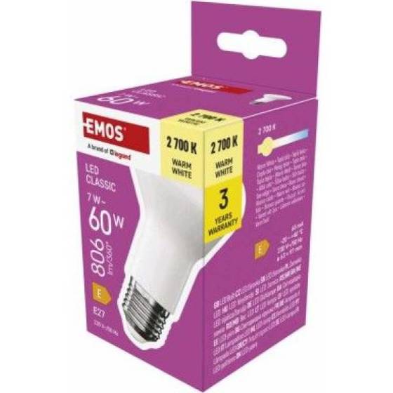 EMOS/LED žárovka Classic R63 / E27 / 7 W (60 W) / 806 lm / teplá bílá