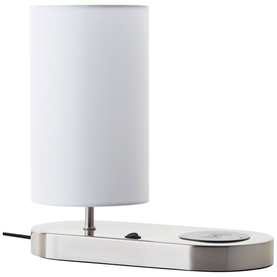 Brilliant/Stolní lampa CLARIE bílá, bezdrátové nabíjení