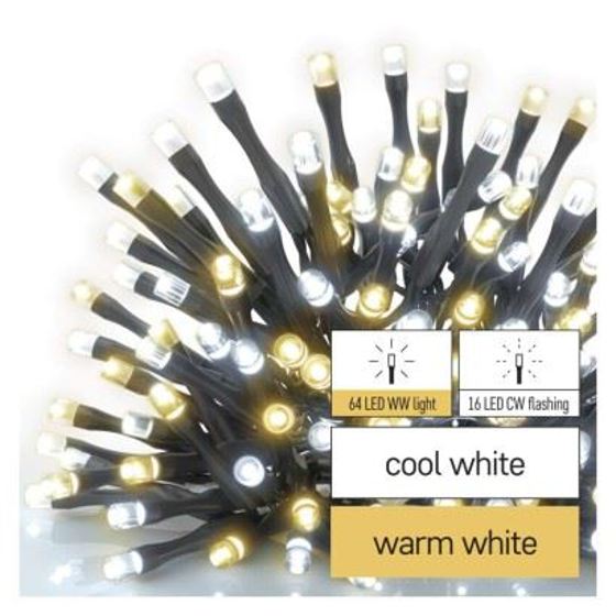 Emos/Vánoční osvětlení  D4AN01 80LED řetěz 8m teplá/studená bílá blikající s časovačem