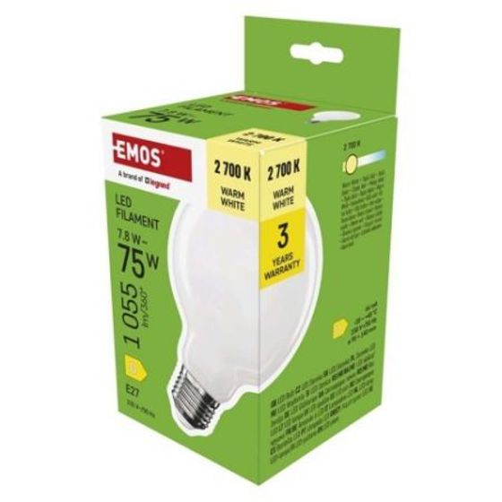 Emos/ LED žárovka Filament G95 / E27 / 7,8 W (75 W) / 1055 lm / teplá bílá