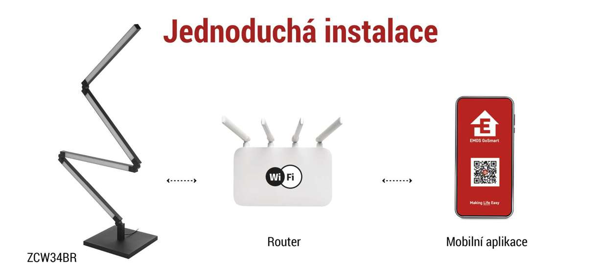 Emos/GoSmart LED stojací lampa, černá, 175 cm, teplá bílá / RGBIC WiFi