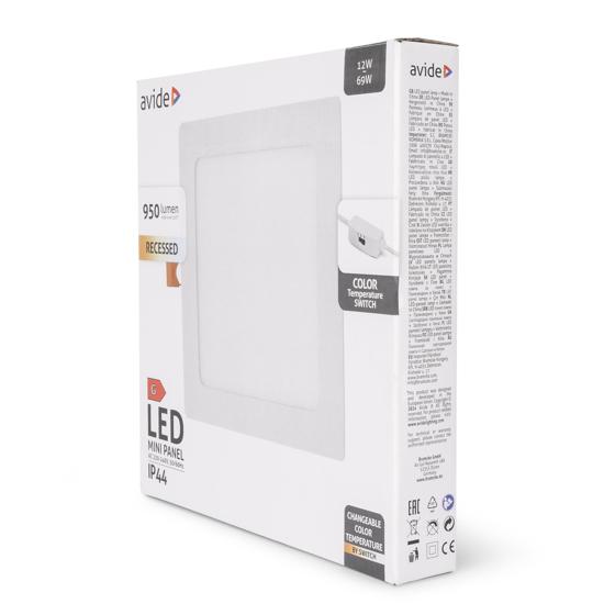 Avide/ Zapuštěný čtvercový LED panel bílý, 12W CCT 166x166 mm