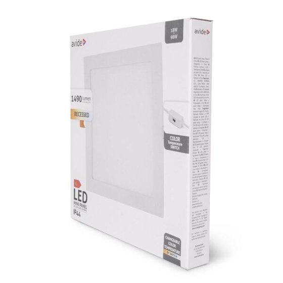 Avide/ Zapuštěný čtvercový LED panel bílý, 18W CCT 219 x 219 mm