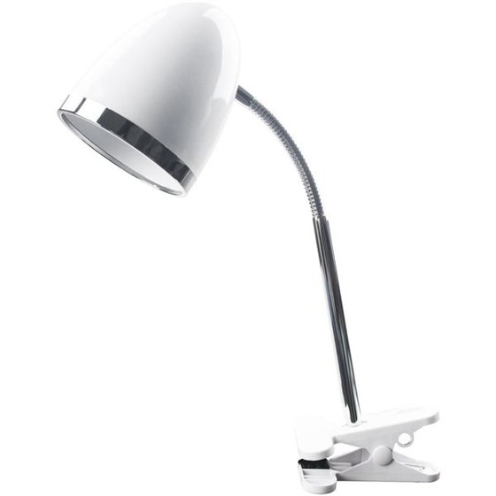 Avide / Stolní lampa  Basic s klipem, bílá, E27, max. 15W