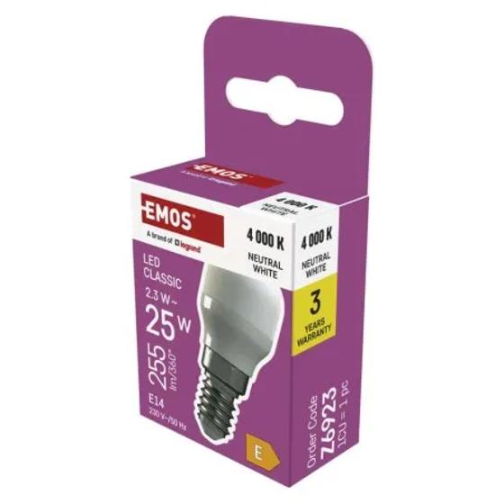 Emos/ LED žárovka do ledničky ST26 / E14 / 2,3 W (25 W) / 255 lm / neutrální bílá